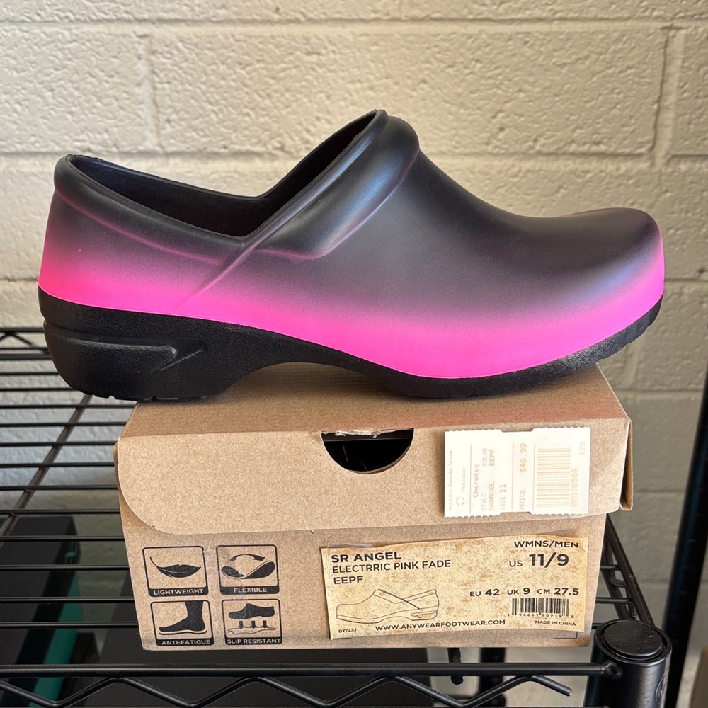 Women's SR Angel Electric Pink Fade Clogs-Nursing Shoes
